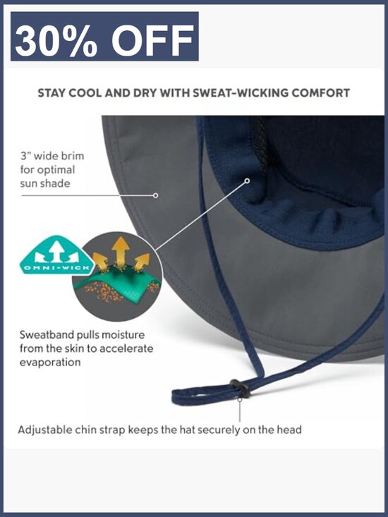 UPF 50 Sun Hat with Wide Brim Mesh Venting Adjustable Drawcord Packable UPF 50 Sun Hat with Wide Brim, Mesh Venting, Adjustable  main image 2